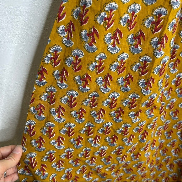 Ex - Voto 100% Cotton Block Print Bohemian Iris Sundress Maxi Flowy