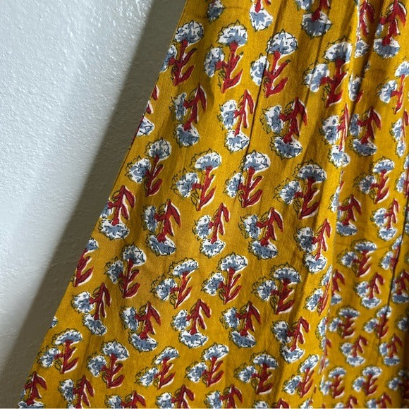 Ex Voto Ex - Voto 100% Cotton Block Print Bohemian Iris Sundress Maxi Flowy - Cotton