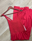 Nation LTD 100% Pima Cotton Penelope Cross Back Smocked Midi Dress Red