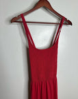 Nation LTD 100% Pima Cotton Penelope Cross Back Smocked Midi Dress Red