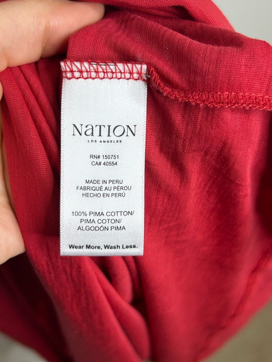 Nation LTD 100% Pima Cotton Penelope Cross Back Smocked Midi Dress Red