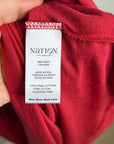 Nation LTD 100% Pima Cotton Penelope Cross Back Smocked Midi Dress Red