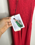 Nation LTD 100% Pima Cotton Penelope Cross Back Smocked Midi Dress Red