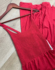 Nation LTD 100% Pima Cotton Penelope Cross Back Smocked Midi Dress Red