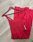 Nation LTD 100% Pima Cotton Penelope Cross Back Smocked Midi Dress Red