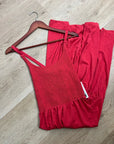 Nation LTD 100% Pima Cotton Penelope Cross Back Smocked Midi Dress Red