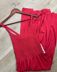 Nation LTD 100% Pima Cotton Penelope Cross Back Smocked Midi Dress Red