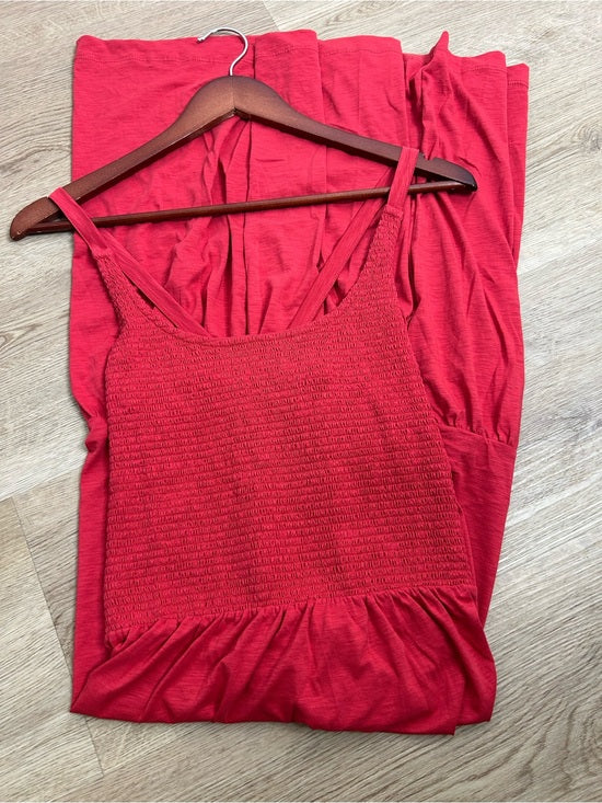Nation LTD Nation LTD 100% Pima Cotton Penelope Cross Back Smocked Midi Dress Red - Cotton