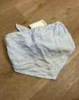 Vitamin A 100% Linen Baby Blue Cropped Tie Back Strapless Top