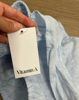 Vitamin A 100% Linen Baby Blue Cropped Tie Back Strapless Top