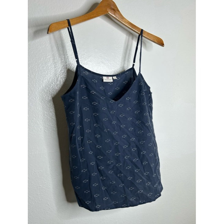 Ag Adriano Goldschmied AG 100% Silk Whale Nautical Fish V- Neck Camisole Tank Top - Silk