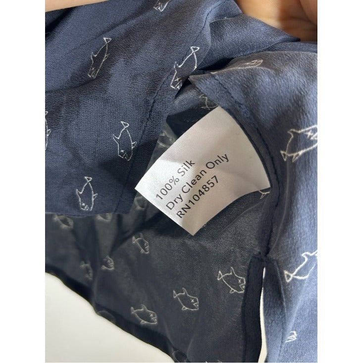 AG 100% Silk Whale Nautical Fish V- Neck Camisole Tank Top