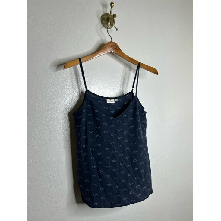 AG 100% Silk Whale Nautical Fish V- Neck Camisole Tank Top