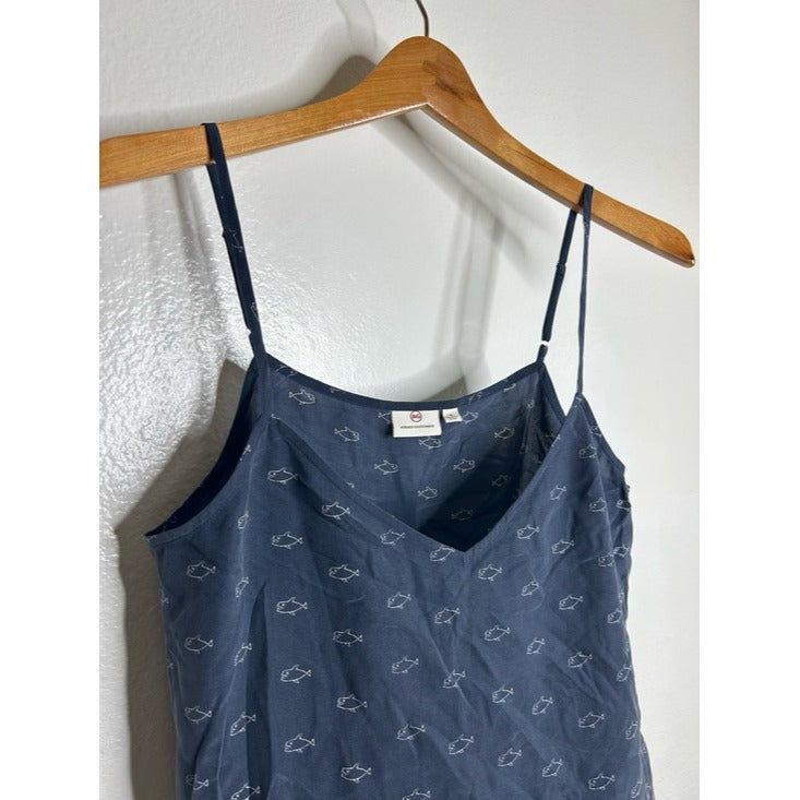 Ag Adriano Goldschmied AG 100% Silk Whale Nautical Fish V- Neck Camisole Tank Top - Silk
