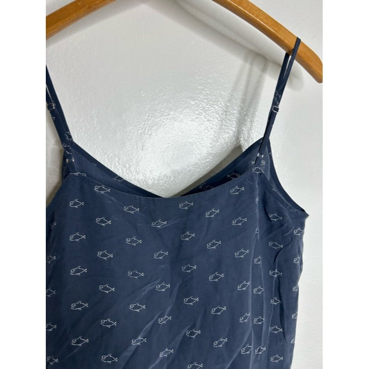 Ag Adriano Goldschmied AG 100% Silk Whale Nautical Fish V- Neck Camisole Tank Top - Silk