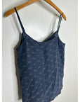 AG 100% Silk Whale Nautical Fish V- Neck Camisole Tank Top
