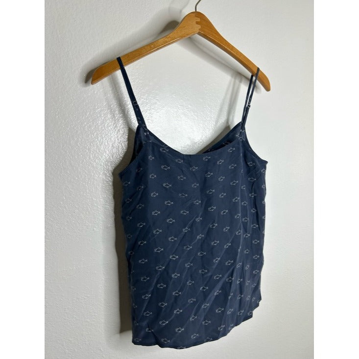 AG 100% Silk Whale Nautical Fish V- Neck Camisole Tank Top