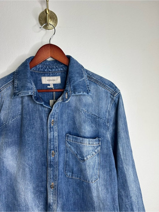 Hudson 100% Cotton Acid Wash Button Down Oversized Shirt