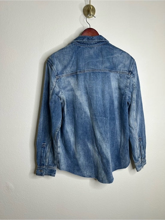 Hudson 100% Cotton Acid Wash Button Down Oversized Shirt