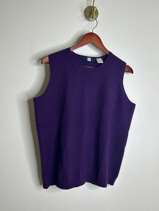 Saks Fifth Avenue 100% Cashmere Deep Purple Knit Tank Top Sweater