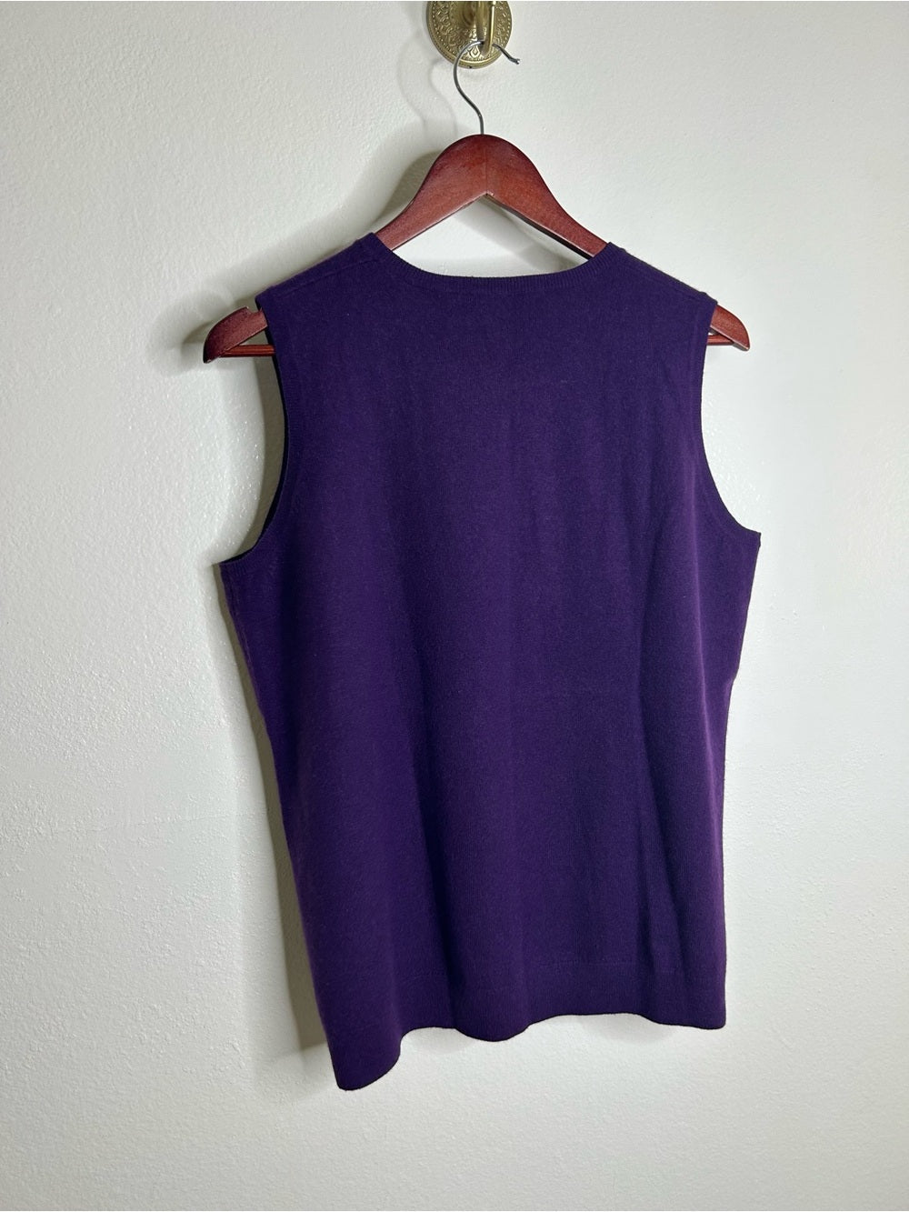 Saks Fifth Avenue 100% Cashmere Deep Purple Knit Tank Top Sweater