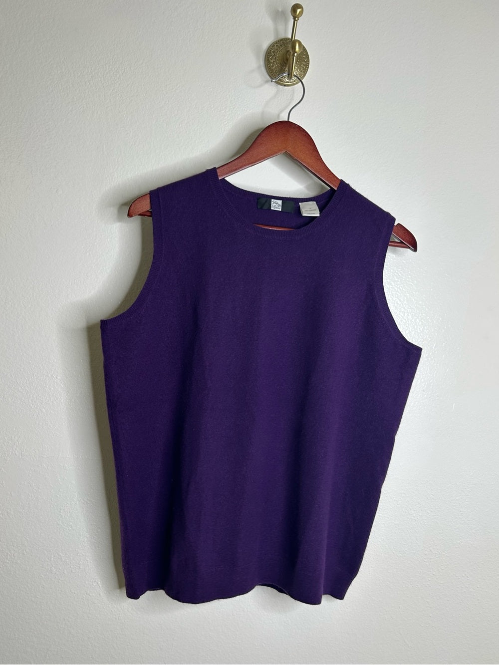 Saks Fifth Avenue 100% Cashmere Deep Purple Knit Tank Top Sweater