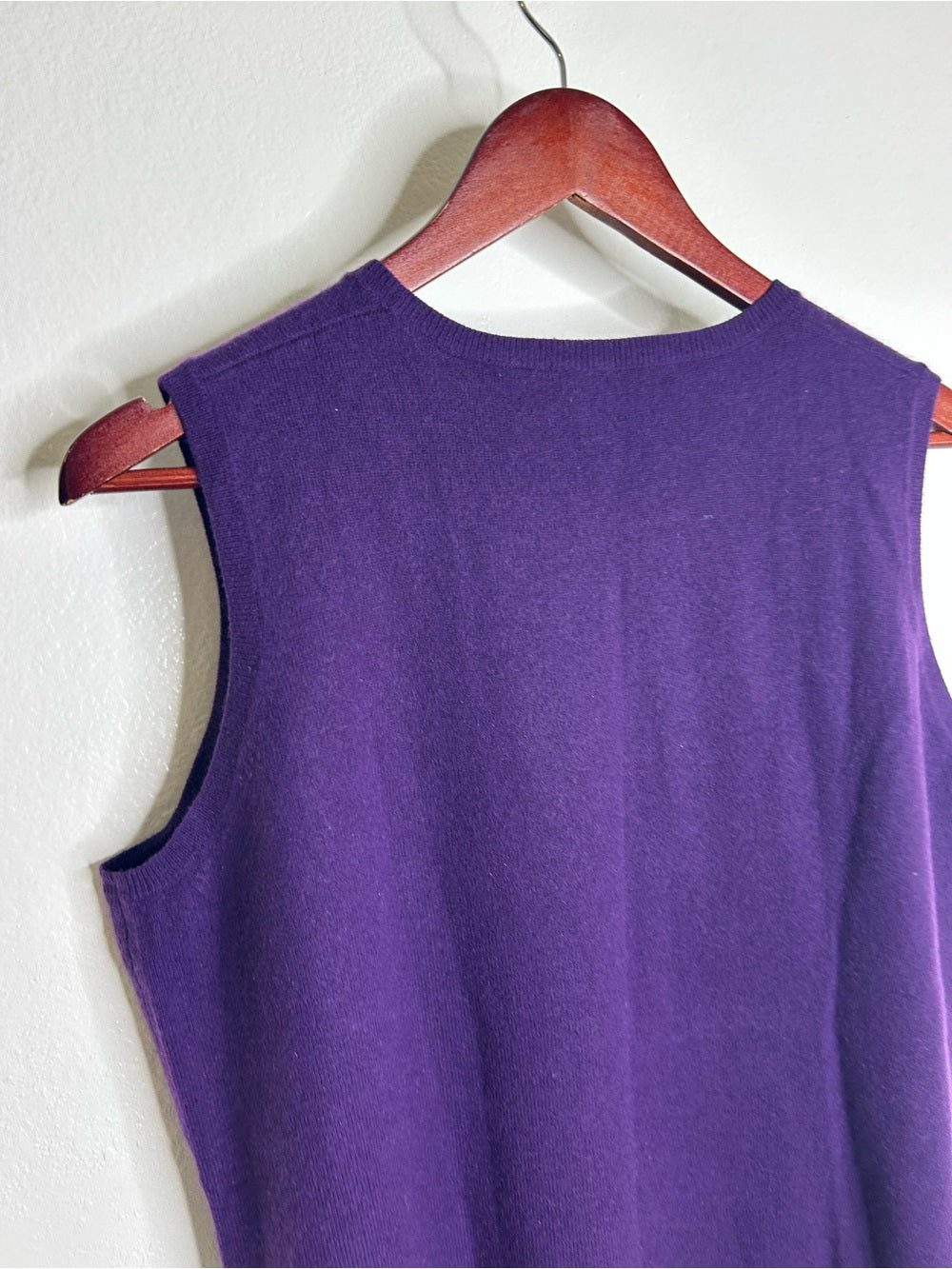 Saks Fifth Avenue 100% Cashmere Deep Purple Knit Tank Top Sweater