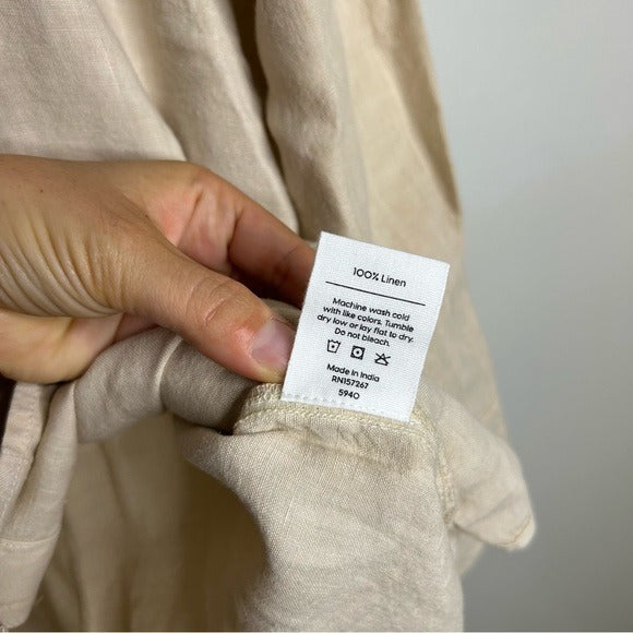 MATE The Label 100% Organic Linen Oversized Long Sleeve Shirt in Natural