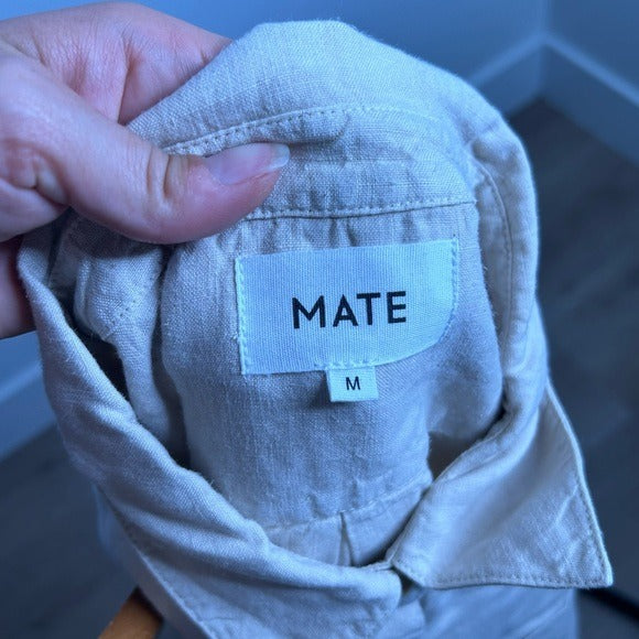 MATE The Label 100% Organic Linen Oversized Long Sleeve Shirt in Natural