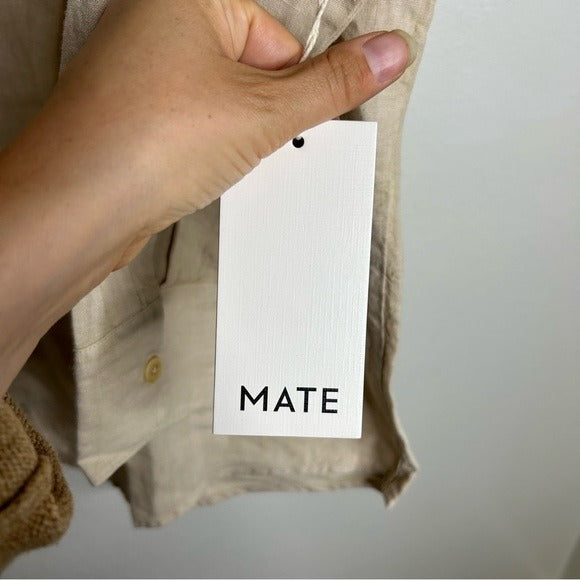MATE The Label 100% Organic Linen Oversized Long Sleeve Shirt in Natural