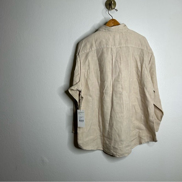 MATE the Label MATE The Label 100% Organic Linen Oversized Long Sleeve Shirt in Natural - Linen