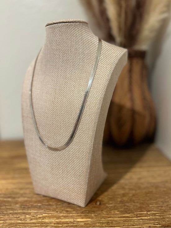 Jewelry 925 Sterling Silver Herringbone Etched Detail Double Sided Chain Necklace
