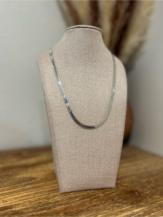 Jewelry 925 Sterling Silver Herringbone Etched Detail Double Sided Chain Necklace