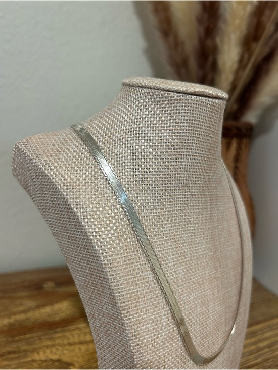 925 Sterling Silver Herringbone Etched Detail Double Sided Chain Necklace