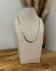925 Sterling Silver Herringbone Etched Detail Double Sided Chain Necklace