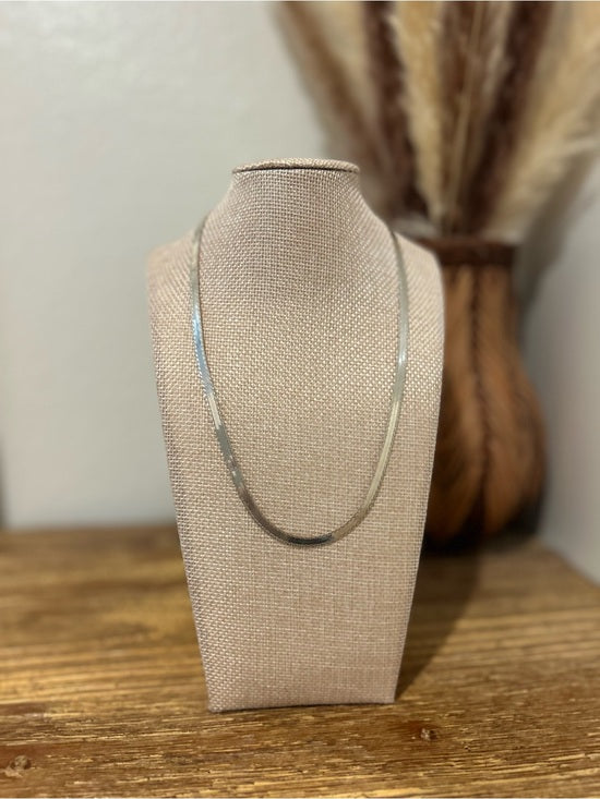 Jewelry 925 Sterling Silver Herringbone Etched Detail Double Sided Chain Necklace