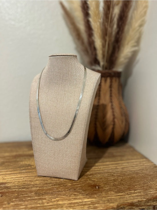 Jewelry 925 Sterling Silver Herringbone Etched Detail Double Sided Chain Necklace