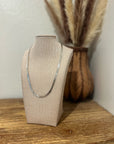 925 Sterling Silver Herringbone Etched Detail Double Sided Chain Necklace