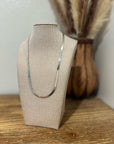 925 Sterling Silver Herringbone Etched Detail Double Sided Chain Necklace