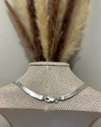 925 Sterling Silver Herringbone Etched Detail Double Sided Chain Necklace