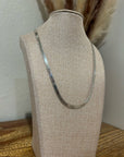 925 Sterling Silver Herringbone Etched Detail Double Sided Chain Necklace