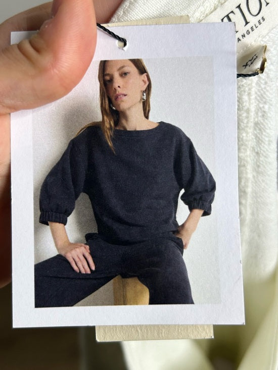 Nation LA 100% Cotton Geri Sweatshirt French Terry Boxy Fit in Porcelain