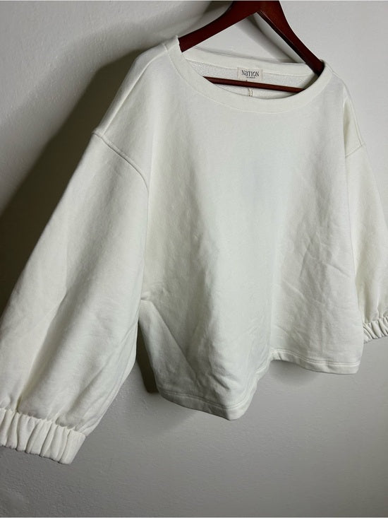 Nation LA 100% Cotton Geri Sweatshirt French Terry Boxy Fit in Porcelain