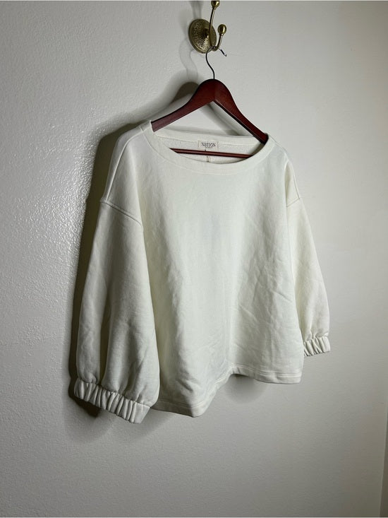 Nation LA 100% Cotton Geri Sweatshirt French Terry Boxy Fit in Porcelain