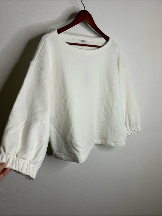 Nation LA 100% Cotton Geri Sweatshirt French Terry Boxy Fit in Porcelain