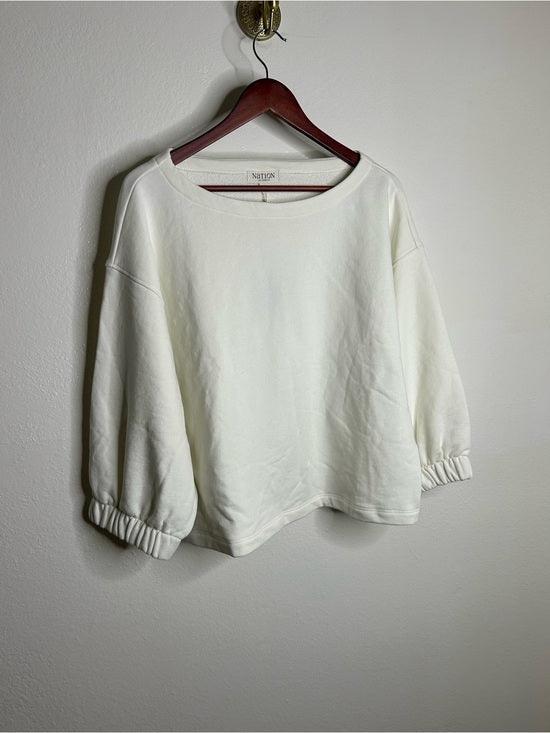 Nation LA 100% Cotton Geri Sweatshirt French Terry Boxy Fit in Porcelain