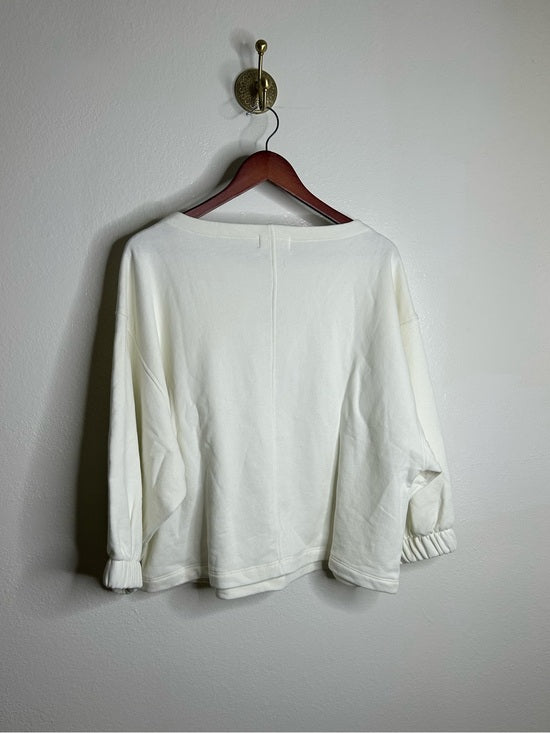 Nation LA 100% Cotton Geri Sweatshirt French Terry Boxy Fit in Porcelain