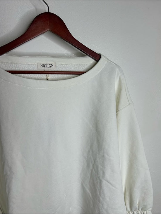 Nation LA 100% Cotton Geri Sweatshirt French Terry Boxy Fit in Porcelain