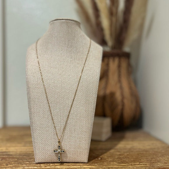 Necklace 925 Sterling Silver Gold Plated Blue Sapphire Cross Pendant Necklace