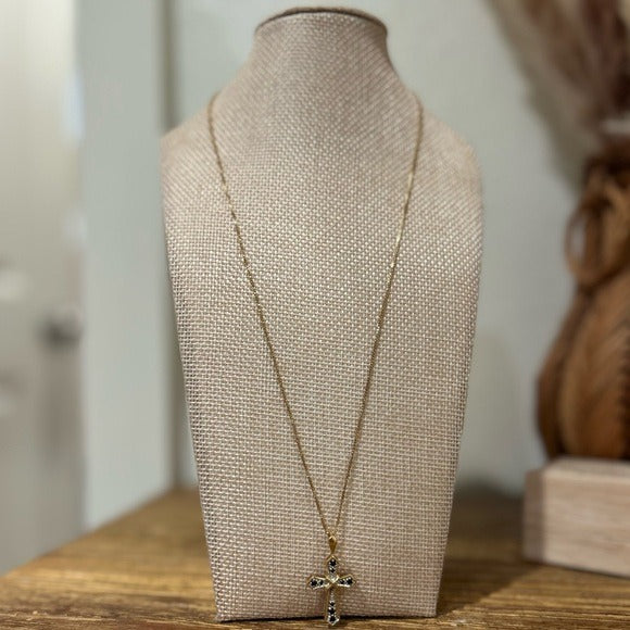Necklace 925 Sterling Silver Gold Plated Blue Sapphire Cross Pendant Necklace